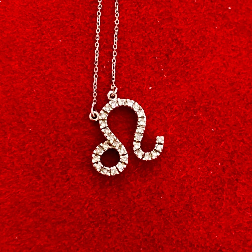 Leo Symbol Diamond and 14k White Gold Necklace